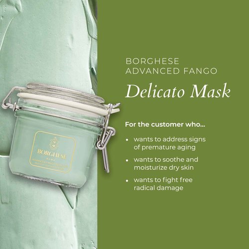Borghese Advanced Fango Delicato Mud Mask - Hydrating Face Mask with Kaolin Clay, Aloe, Hydrolyzed Collagen & Hyaluronic Acid for Normal & Dry Skin