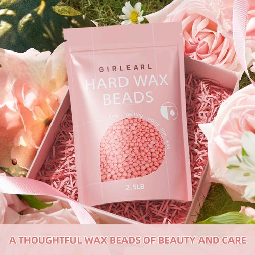 GIRLEARLE 2-Pack Hard Wax Beads, 2.5lb Aloe for Brazilian Bikini & Sensitive Skin, 2.5lb Rose for Face & Body, Legs, Eyebrow, Facial Coarse Hair