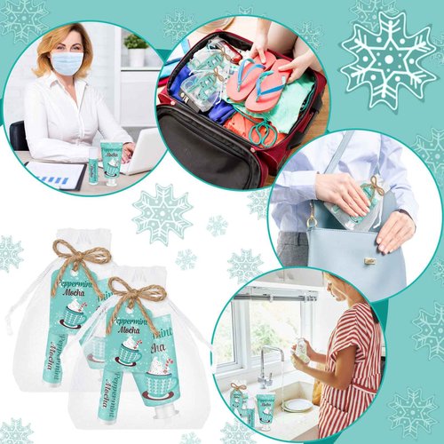Swiffen 48 Sets Peppermint Mocha Hand Cream and Lip Balm Gift Christmas Hand Cream Bridal Baby Shower Party Favors Travel Size Hand Lotion and Lip Balm Bulk Christmas Holiday Party Supplies for Guest