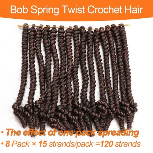 Lifabeauty 8 Packs Short Bob Spring Twist Crochet Hair for Kids 8 Inch Pretwisted Passion Twist Crochet Hair Braids for Black Women (8 Inch, M30#)