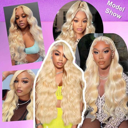 613 Blonde Lace Front Wigs Real Human Hair, Blonde 613 Body Wave 13X6 HD Lace Front Wigs Pre Plucked Lace Frontal Wig Loose Body Wave Glueless Wig Human Hair Business Daily Wear Wig for Women 22 Inch