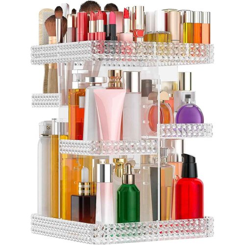 DALEMKY Makeup Organizer 360° Rotating Acrylic Clear Organizador De Perfumes, 7 Layers Large Makeup Organizers and Storage, Perfume Organizer for Vanity, Dresser (Plus Size Clear)