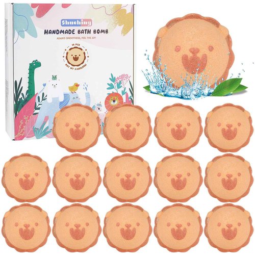 SHUCHING 14 Pcs Brown Lion Bath Bombs with Surprise Inside, Natural and Organic Bubble Bath Fizzy Balls, Birthday Christmas Gifts Set