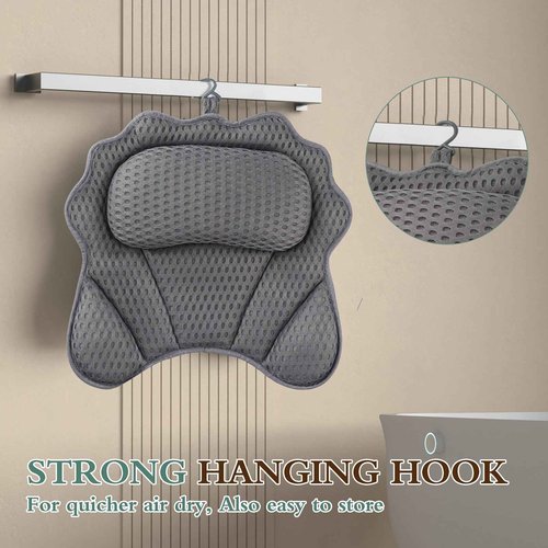 Bath Pillow RUVINCE Ergonomic Luxury Bathtub Pillow with Head,Neck, Shoulder and Back Support, 4D Bath Pillows for tub with 6 Powerful Suction Cups, Fits All Bathtub