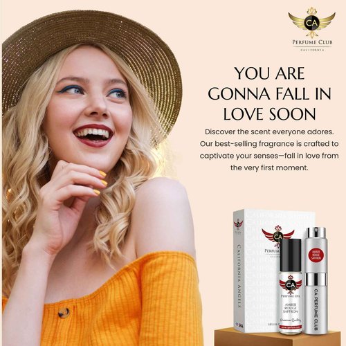 CA Perfume Duo Impression of Amber Rouge Saffron For Women and Men Fragrance Layering Set Bundle – Eau De Parfum + Body Oil Roll-On Bottle (Set of 2, 0.27 Fl Oz + 0.33 Fl Oz)