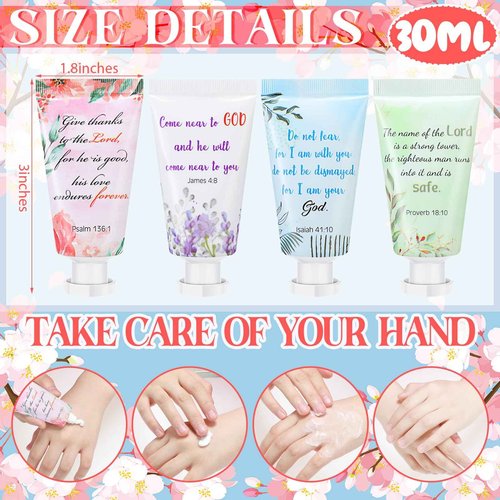Landhoow 36 Pack Christian Hand Cream Bulk for Women Breast Cancer Accessories Bible Travel Hand Lotion Set Religious Back to School Bible Verse Gift for Church VBS School Teacher Wedding Homeless