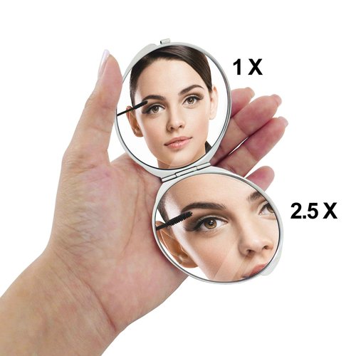 MADDesign Mother of Pearl Compact Makeup Travel Mirror (Flower White)