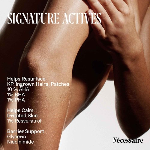 Nécessaire The Body Peel. Resurfacing Serum for KP, Ingrowns, Strawberry Skin and Discoloration. 10% AHA, 1% BHA, 1% PHA, Peeling Peptide. Dermatologist-Tested. Hypoallergenic. Non-Comedogenic. 150ml