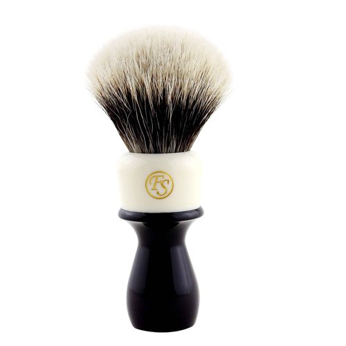Generic Finest Badger Hair Shaving Brush Handmade 2 Band Knot Extra Long Mixed Color Handle 26MM Knot, Black White
