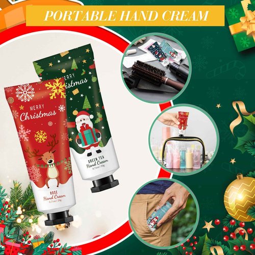 Heigble 48 Christmas Hand Cream Gift Set Christmas Stocking Stuffers Hand Cream Travel Size Care Cream Bulk Mini Hand Lotion for Dry Cracked Hands Employees Colleagues Teacher Gifts