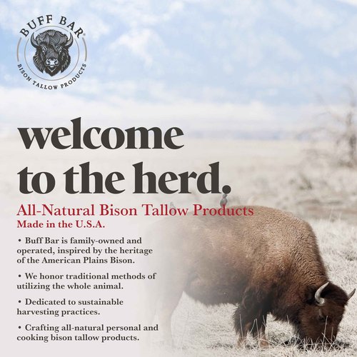 BUFF BAR Pure Bison Tallow Balm, Lavender Mint, 4 Pack - All Purpose, Hydrating, Naturally Derived, Mild Scent, Replaces Lotion, For Cracked, Dry, Itchy, Irritated Skin, Essential Oil