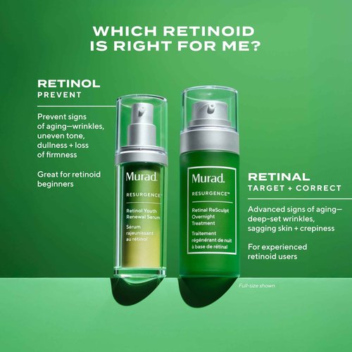 Murad Retinal ReSculpt Overnight Treatment - Advanced Face and Neck Serum with Encapsulated Retinal, Kangaroo Paw, Olive, & Oat Smooths Deep Wrinkles and Crepey Skin, & Lifts Sagging Skin - 0.5Fl Oz
