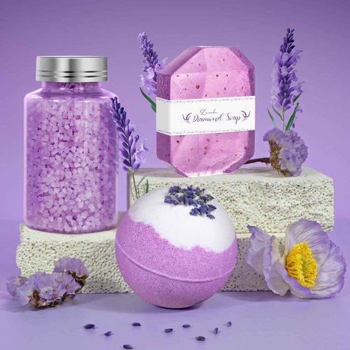 Qivatex Lavender Gifts Set for Women - Stress Relief Gift for Mom, Wife, Girlfriend, Sister, Bestie - Perfect for Birthdays, Christmas, Valentine's Day, White Elephant