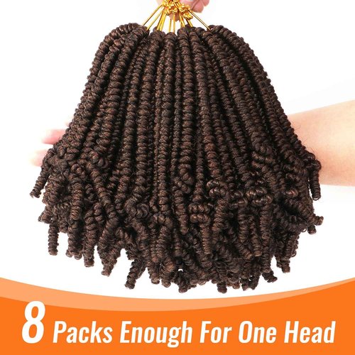 Lifabeauty 8 Packs Short Bob Spring Twist Crochet Hair for Kids 8 Inch Pretwisted Passion Twist Crochet Hair Braids for Black Women (8 Inch, M30#)