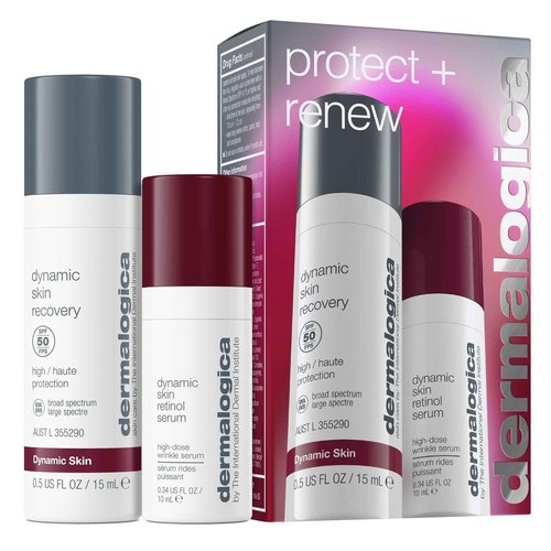 Dermalogica Protect + Renew – Face Moisturizer with SPF and Retinol Serum Duo Set, Travel Skincare Set