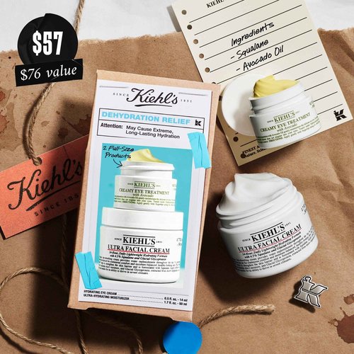 Kiehl's Dry Skin Relief Set, With Hydrating Skincare Essentials, Contains Moisturizer and Eye Cream, Helps Hydrate