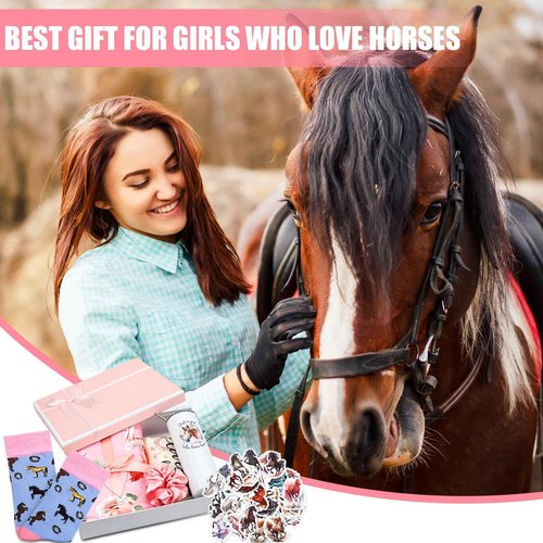Roshtia 58 Pcs Horse Gift for Girls Women Horse Stuff Gifts for Horse Lovers Include Horse Tumbler Blanket Socks Necklace Stickers Accessories Christmas Birthday Gifts for Daughter Granddaughter