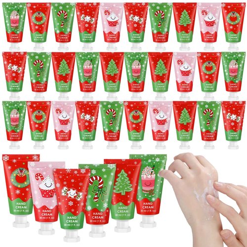 Loopeer 36 Pcs Christmas Hand Cream Gifts Bulk Christmas Mini Hand Lotion Xmas Stocking Stuffers Gifts Travel Size Mini Creams Moisturizer Cream Xmas Party Favors for Dry Skin Women Men Mom Employee