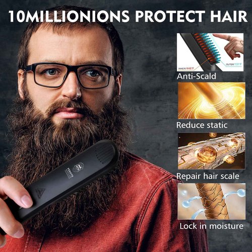 FEBOTE Innovation Blue Beard Straightener Kit w, Beard Balm, Beard Growth Oil, Beard Styling Comb & Scissors, Upgraded 5-in-1 Beard Set, Unique Stocking Stuffer Gifts for Friend, Father & Him