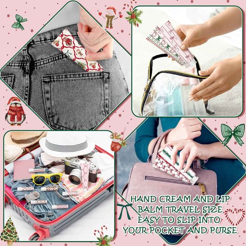 Dansib 36 Sets Christmas Hand Cream and Lip Balm Bulk Gift Set, 6 Scents Coquette Bowknot Christmas Stocking Stuffer Travel Size Hand Lotion Lip Care Holiday Party Favor Gift for Women Staff Coworker