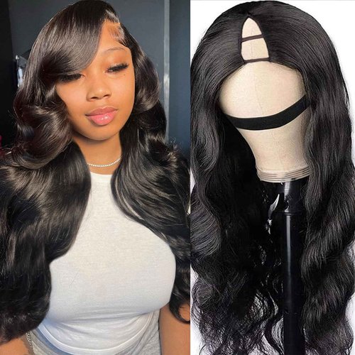 MOOTAFUL V Part Wig Human Hair Body Wave for Black Women Upgrade U Part Human Hair Wig 100% Beginner Friendly 200% Density Natural Color (16 inch)