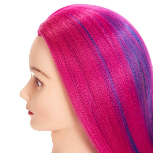 Training Head 26"-28" Mannequin Head Hair Styling Manikin Cosmetology Doll Head Synthetic Fiber Hair Hairdressing Training Model Free Clamp (1711W0320)