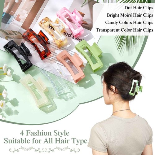 Cindeer 64 Pcs Medium Hair Claw Bulk Hair Clips Set Rectangle Claw Clips Matte Thin Clamps Accessories for Women Girls for Thick(3.35 Inch,Multicolor)