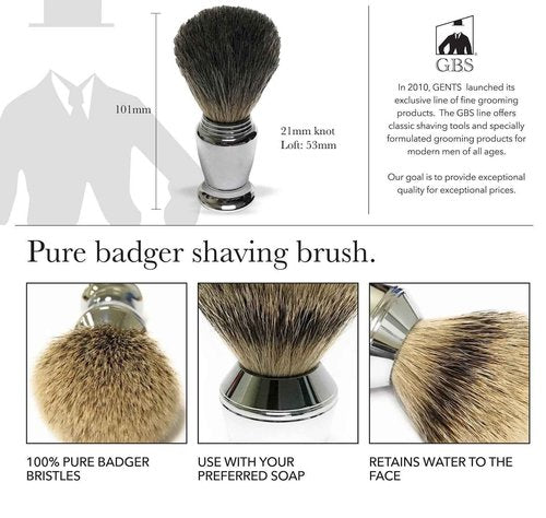 G.B.S Short Handle Safety Razor, Pure Badger Shaving Brush, Brush and Razor Stand, Bowl, Glycerin Natural Soap and 25 Blades