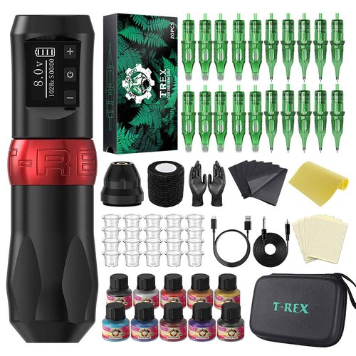 U-REX Tattoo Gun Kit Wireless Tattoo Machine Kit Cordless, Tattoo Pen with 4.0mm Stroke, Complete Tattoo Kit with Pro Needles Cartridges, Full Tattoo Accessories, for Beginners & Professional Artists