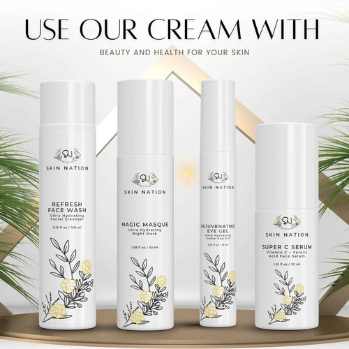 Skin Nation Renew Face Cream, Hydrating Moisturizer with Peptides, Hyaluronic Acid & Green Tea, Lightweight Plant-Based Cream for Smooth, Radiant Skin, 1.69 fl oz