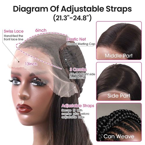 Frozen beauty 13x6 Lace Front Wigs,Glueless Synthetic HD Transparent Lace,200% Density Body Wave with Baby Hair,Pre-Plucked Frontal Wigs for Women 30 Inch,Natural Hairline (Brown-Body Wave)