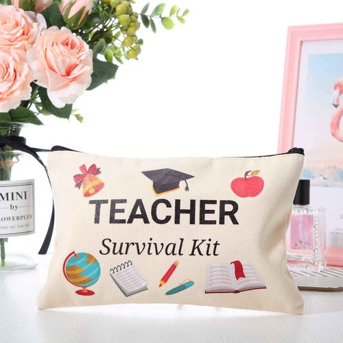 Frienda 10 Pieces Cosmetic Bags Travel Toiletry Case with Zipper for Teacher Appreciation Gifts(7.87 x 5.71 Inches) (Pack of 2)