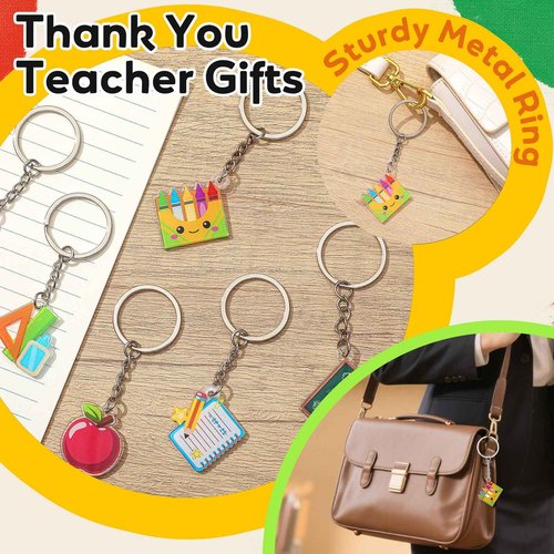 Sunnymove Teacher Appreciation Gifts in Bulk Makeup Bag with Pen Keychain Teacher Thank You Gifts Cosmetic Bag Pouch for Women Employee Coworkers Team Supplies(Multi-styles)
