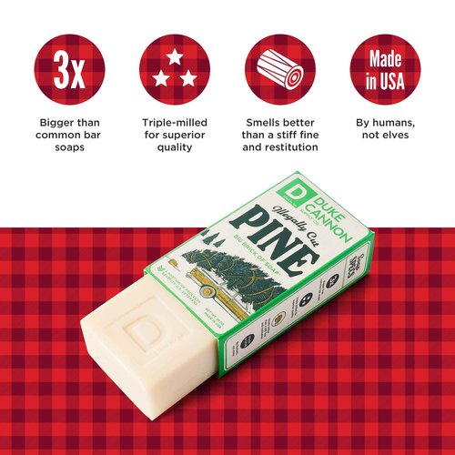Duke Cannon Supply Co. Big Brick of Soap Bar for Men Holiday Edition - Illegally Cut Pine (Fresh Split Pine Scent), 10 oz. (6 Pack)