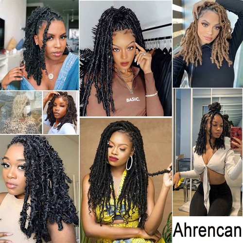 Ahrencan Blue Butterfly Locs Crochet Hair,30 Inch 5 Packs Pre Looped Distressed Faux Locs Crochet Hair For Women,Prelooped Soft Butterfly Locks Crochet Braids,Synthetic Braiding Hair(30”,5packs,Blue#)