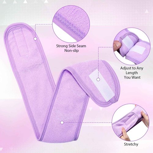 Wavyknot 35 Pack Spa Facial Headband for Women Adjustable Face Wash Makeup Stretch Flannel Headband Bulk with Tape for Women Hair Wrap Towel Skincare Facial Mask Bath and Sport, Macaron Color