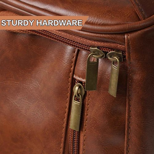 KaKuLan Travel Toiletries Bag for Men, Water-Resistant Dopp Kit, PU Leather Shaving Pouch Organizer, Men's Utility Organizer Bag, Multi-Compartment Travel Makeup Bag for Accessories