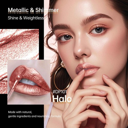 Depuplum 3Pc Lipsticks Set for Women Metallic Lipstick Long Lasting Dark Red Pink Burgundy Lip Gloss, Metal Shine Lightweight Hydrating Full Coverage Lip Color, DP101/104/108