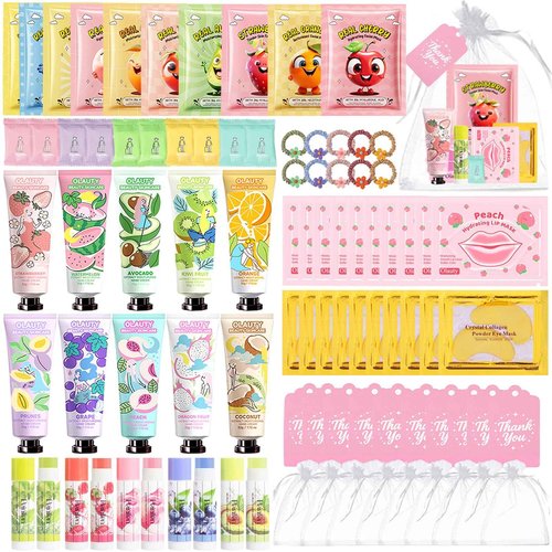 90PCS Spa Party Supplies for Girls,Daughter Spa Gift Sets Favors Include Face Masks,Lip Balm,Lip Mask,Eye Patches,Skin Care For Teens 10-12,Spa Birthday Sleepover Party Supplies for Kids Teens Girls