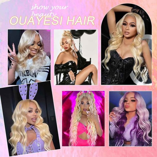 OUAYESI 613 Bundles Human Hair Body Wave Blonde Bundles Human Hair 22 Inch 100% Unprocessed 12A Brazilian Virgin Raw Weave Bundles Human hair Blonde Bundle Body Wave Extensions for Women