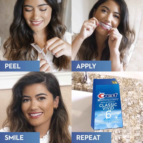 Crest 3D Whitestrips, Classic Vivid, Teeth Whitening Strip Kit, 20 Strips (10 Count Pack) (Pack of 2)