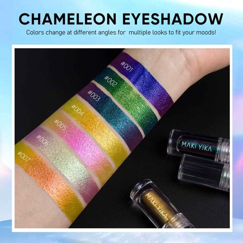 MAKI YIKA 5Pc Glitter Eyeshadow Liquid Multichrome Eyeshadows Long Lasting, Metallic Chameleon Eye Shadow Smudgeproof Holographic Eye Topper Glitters (#1+3+5+6+7)