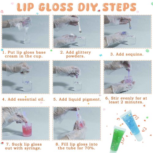 BRIPATI DIY Lip Gloss Making Kit - All-in-One to Make Your Own Lip Care Gloss Set with Clear Base, Pigments, Glitter, Tubes, Fun Creative Gift for Women Girls Makeup Lovers in Christmas Birthdays