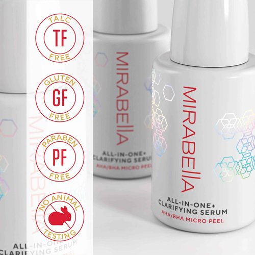 Mirabella All In One Clarifying Serum Micro Peel for Anti Aging - Hydrating 7% Glycolic Acid & 8.8% Lactic Acid Serum Face Peel with AHA BHA Exfoliant, 1 Oz