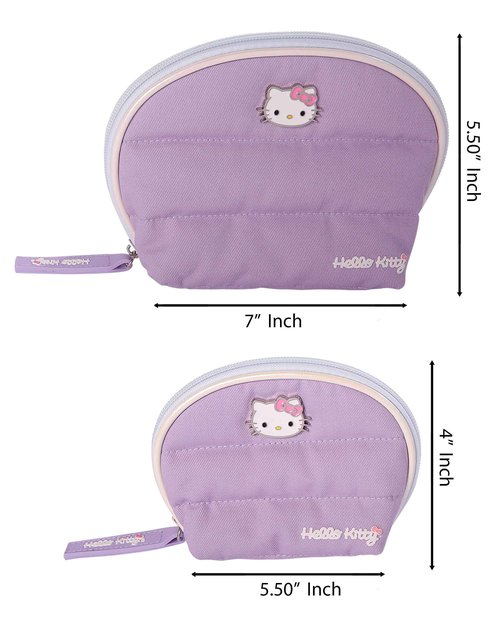 SALLY ROSE Sanrio Hello Kitty Makeup Bag Set Official License, Quilted Dome Cosmetic Travel Bags, Cute Make Up Bags