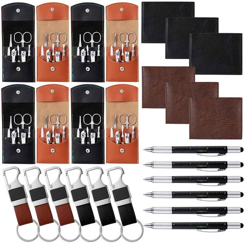 Huquary 12 Sets Christmas Gifts for Men Gifts Bulk Nail Clipper Multitool Pens Leather Wallet Keychain Party Favor