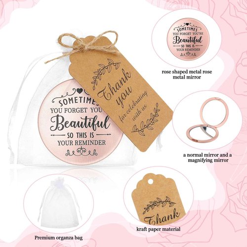 Tatuo 24 Set Sometimes You Forget Your Beautiful Compact Mirror Bulk Inspirational Appreciation Gifts for Women Pocket Makeup Mirrors for Mom Bachelorette Bridal Party Souvenir Gifts
