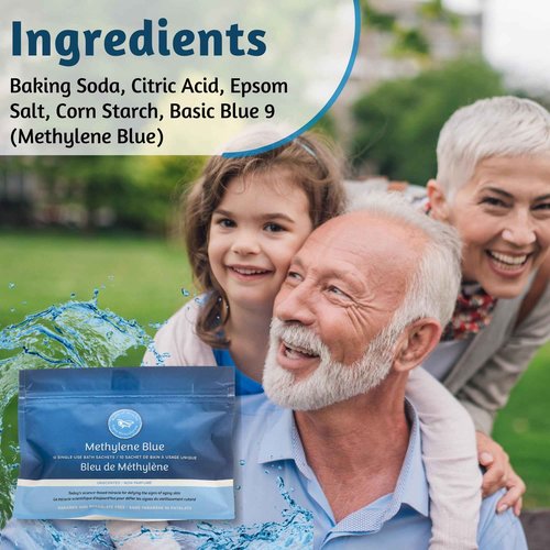 Methylene Blue Bath Soak | Age Defying Serum for Aging and Fragile Skin | Supplement for Defying The Signs of Aging Fragile Skin | USP Pharmaceutical Grade | 10 Dissolvable Sachets