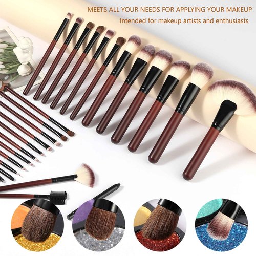 Yasingsi Makeup Brush Set Professional 26-Piece Makeup Brushes Set Premium Synthetic Foundation Powder Concealer Blush Eyeshadow Contour Makeup Brush Set with 2 Brush Bags