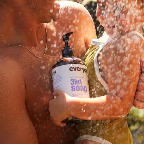 Bundle of Everyone 3-in-1 Soap, Body Wash, Bubble Bath, Shampoo, 32 Ounce (Pack of 2), Lavender and Aloe+ Everyone Nourishing Hand and Body Lotion, 32 Ounce (Pack of 2), Lavender and Aloe